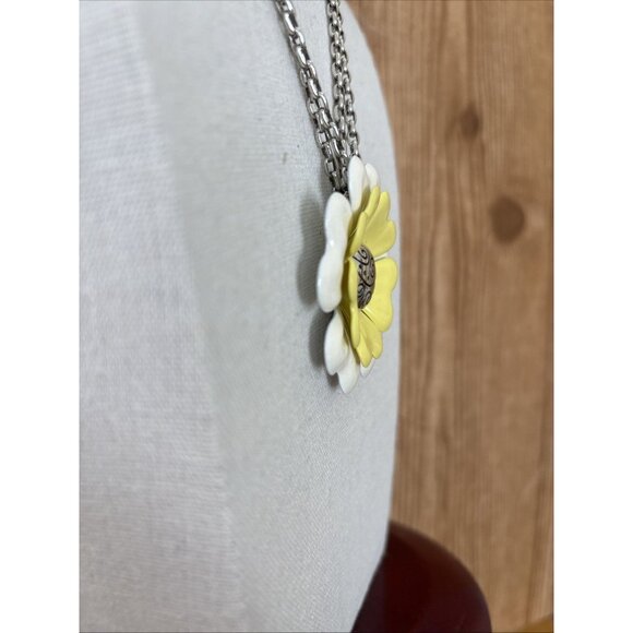 Brighton Corsage Daisy Flower Necklace Silver Tone Double Chain Extender 17-19" - Picture 3 of 12